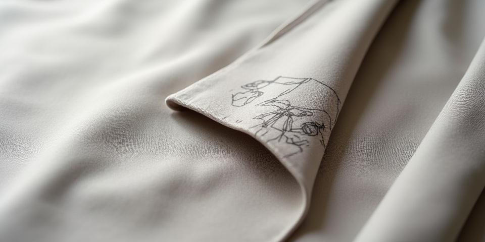 고급 원단 질감과 디자인 스케치